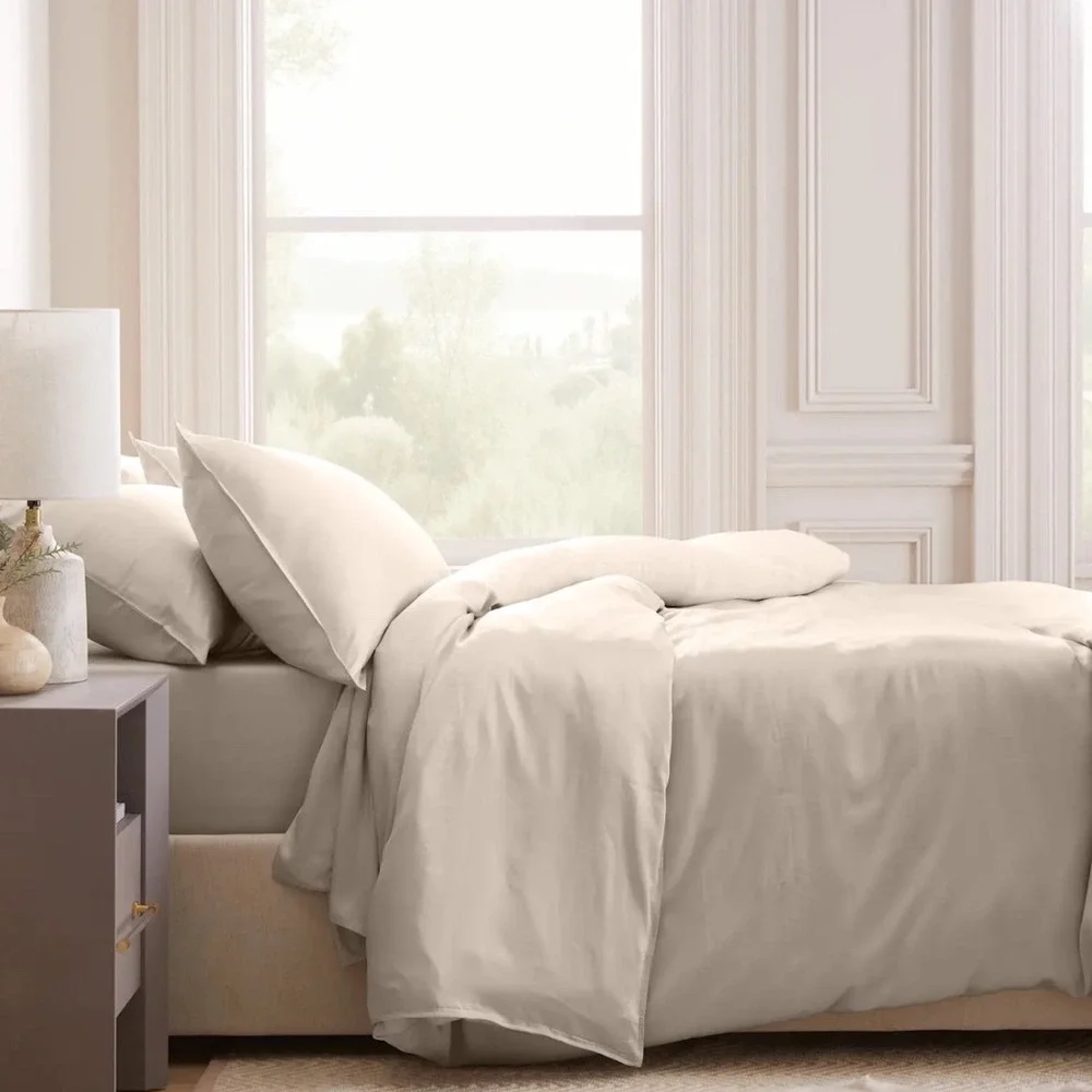 Quince Bamboo Duvet Cover Bedding King Cal King Sand Size Organic Quiet Luxury
